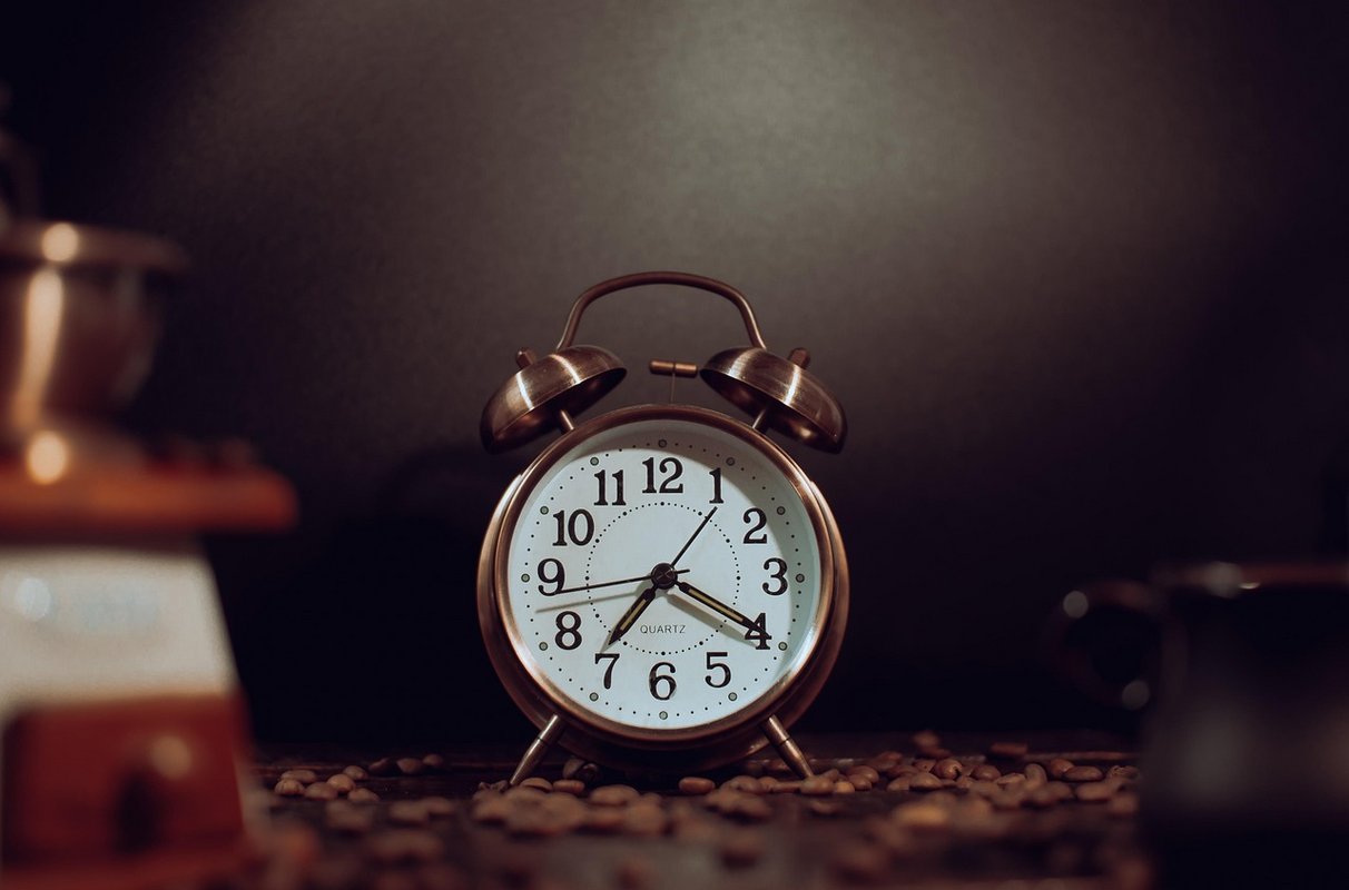 Horloge sur grains de café